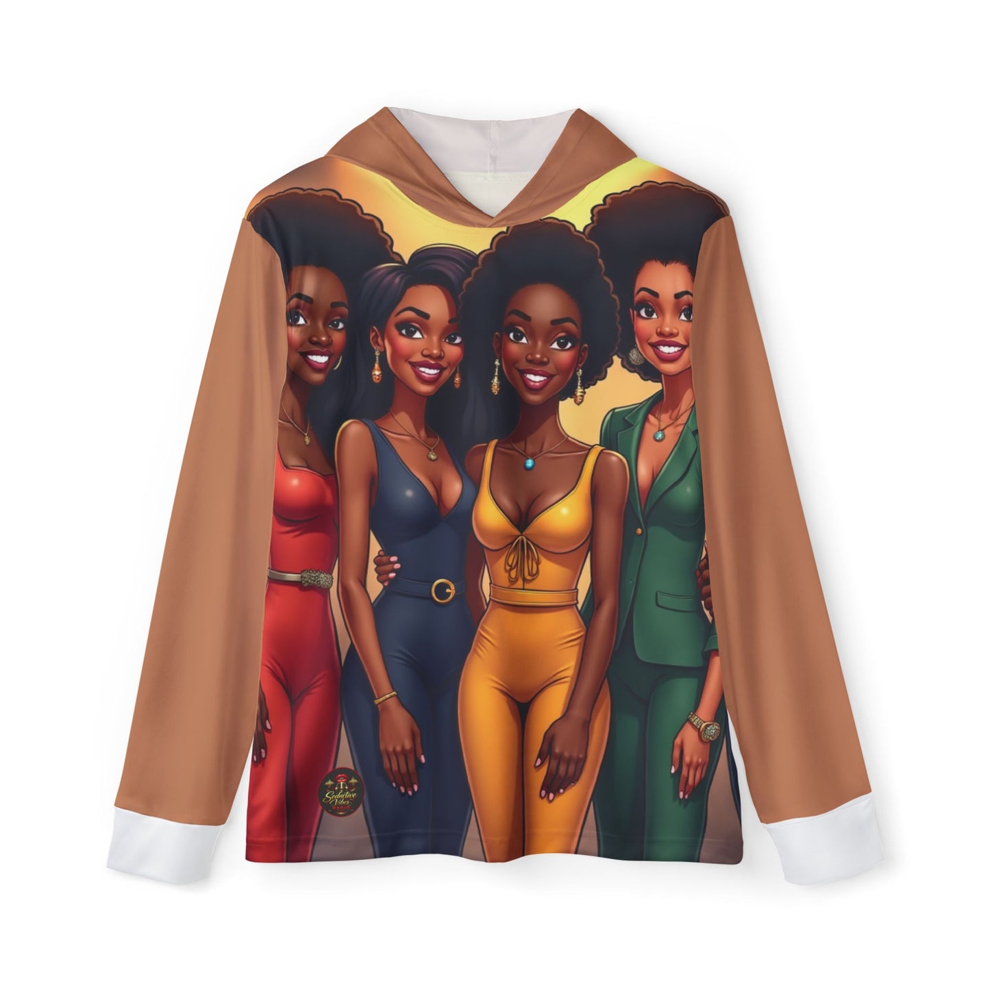 Women's Empowerment Hoodie — Afrocentric Friends Illustration All-Over Print