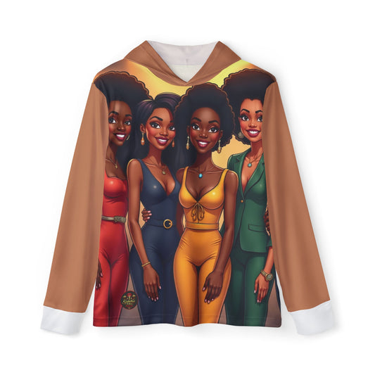 Women's Empowerment Hoodie — Afrocentric Friends Illustration All-Over Print