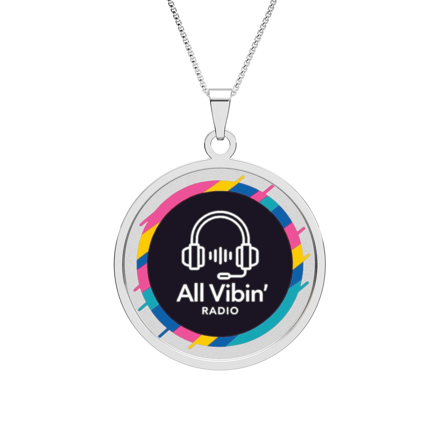 All Vibin' Round Photo Pendant — Colorful Music Logo Necklace