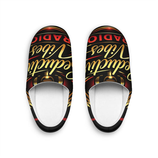 Indoor Slippers — ‘Daddy’s Vibes’ Retro Gold & Red Lounge Slippers