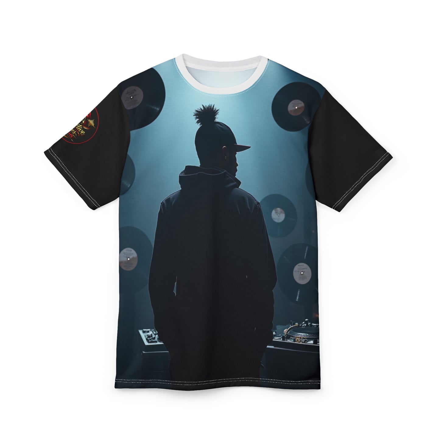 DJ Silhouette Graphic Tee – Retro Vinyl Turntable Streetwear