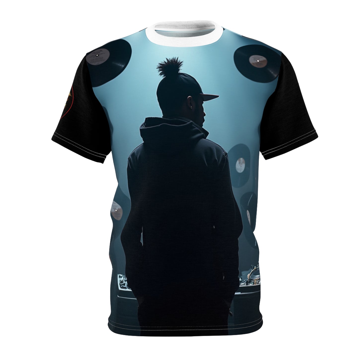 DJ Silhouette Graphic Tee – Retro Vinyl Turntable Streetwear