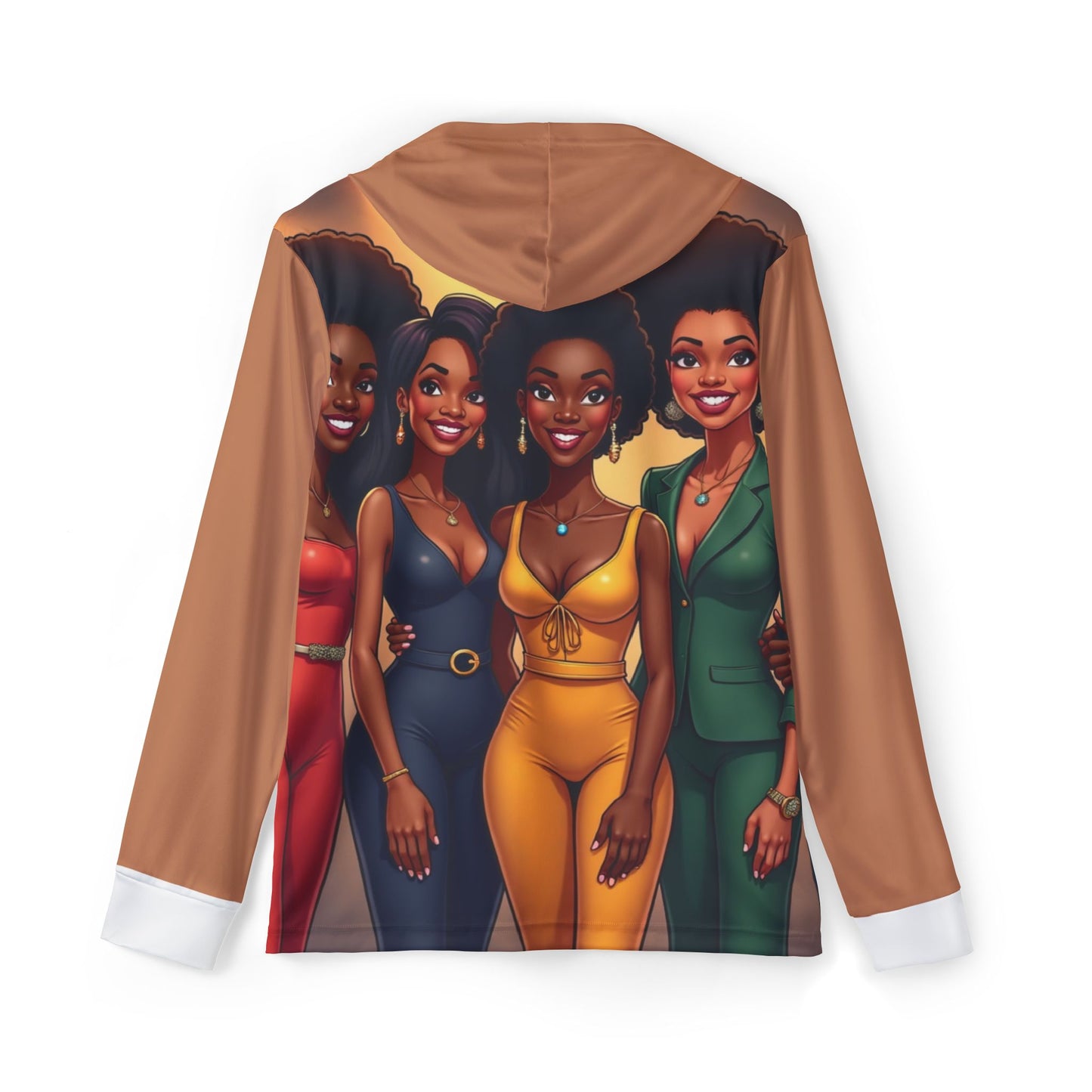 Women's Empowerment Hoodie — Afrocentric Friends Illustration All-Over Print